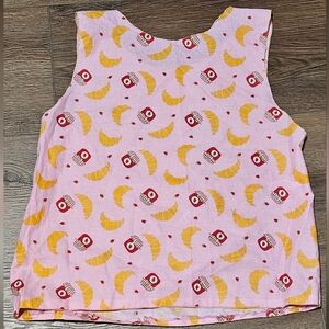 100% Cotton Handmade Tank Top With Croissant, Jam And Strawberry Graphics